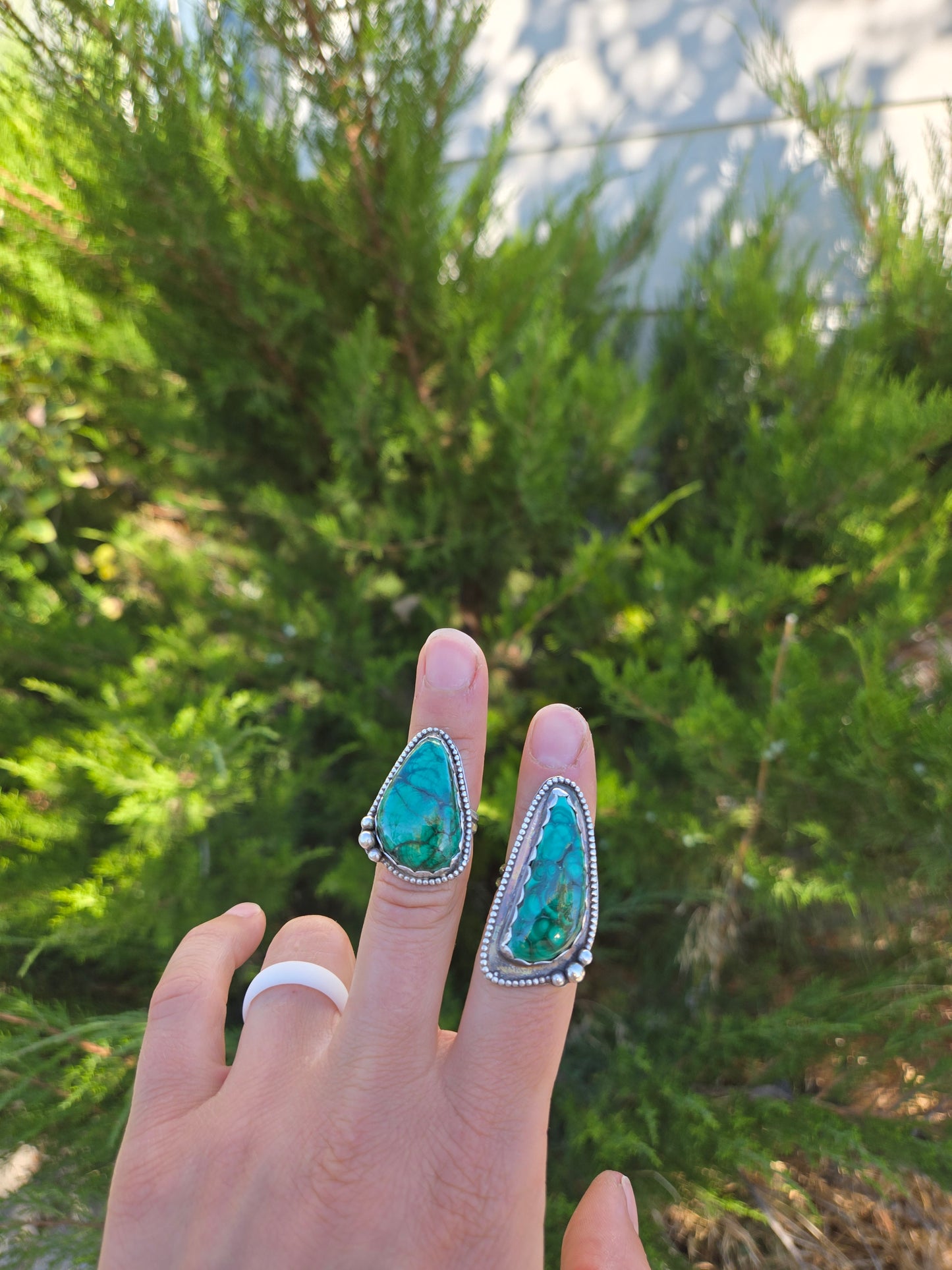 Elongated Shadow Box Malachite Ring