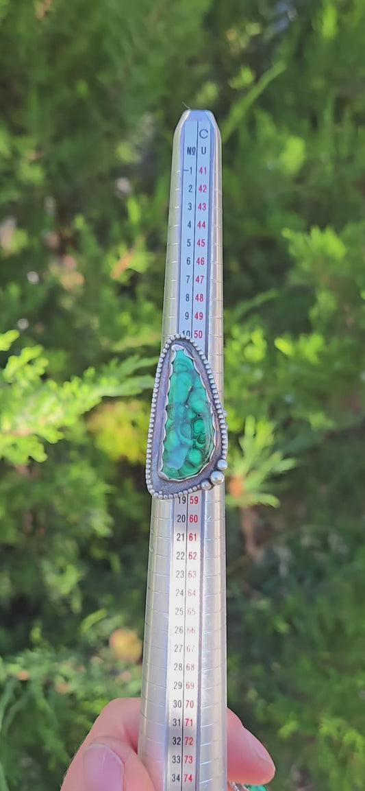 Elongated Shadow Box Malachite Ring